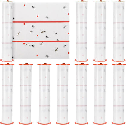 Qualirey Giant Sticky Fly Traps,30 Feet Fly Strips for Indoor Outdoor Hanging Flying Tapes Non Toxic Ribbon Fruit Gnat Killer for Mosquito Plants House Horse Stable (White,10 Pcs)