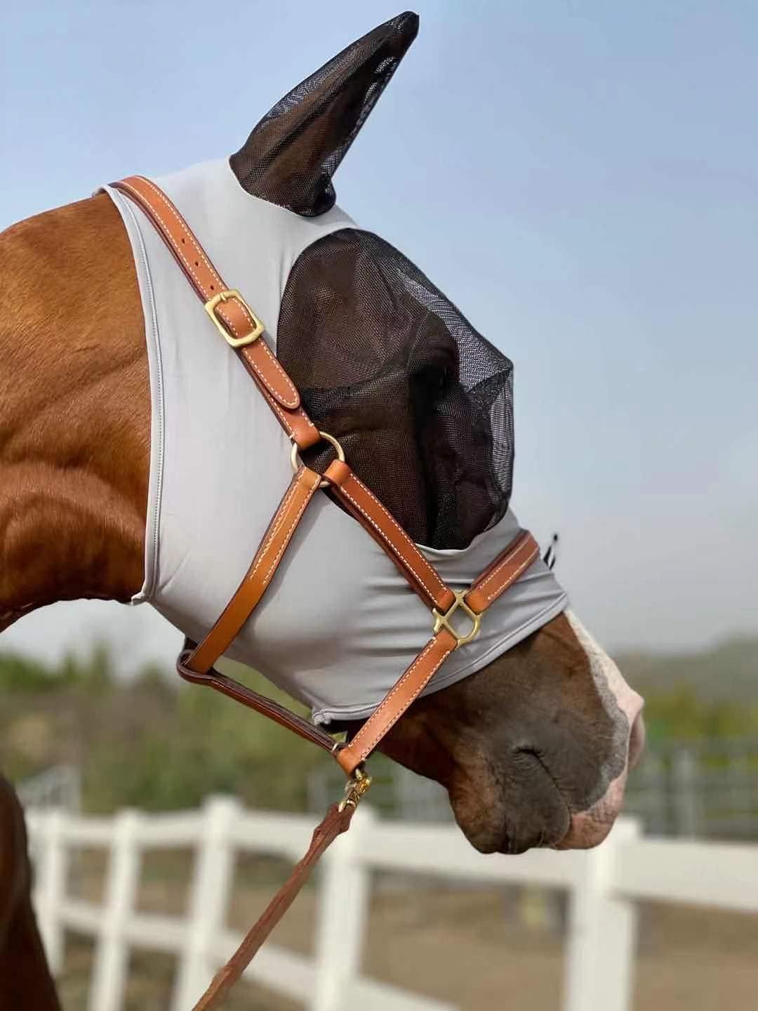 Horse Fly Mask Super Comfort Horse Fly Mask Elasticity Fly Mask with Ears We Only Make Products That Horses Like… (Gray, M)