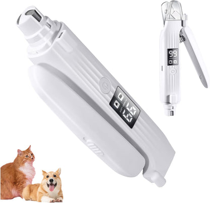Pet Nail Grinder for Dogs and Cats - 2in1 Dog&Cat Nail Trimmers Super Quiet and Low Vibration Electric Dog Nail Grinder- LED Display Dog Nail Clippers for Large Medium Small Dogs Cats Dog Nail File