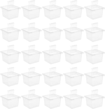 balacoo Reptile Feeding Box: 100Pcs Reptile Breeding Box Plastic Transparent Feeding Enclosure Case Hatching Container with Lid for Spider Scorpion Gecko Snake Tortoise