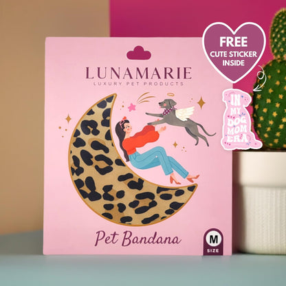 LunaMarie - Luxury Dog Bandanas - Cute Leopard Designs | Premium & Soft Poly Fabric | 100% Handmade Adjustable Shape Animal Print Pet Scarfs Small, Medium, Large (Leopard, Medium)