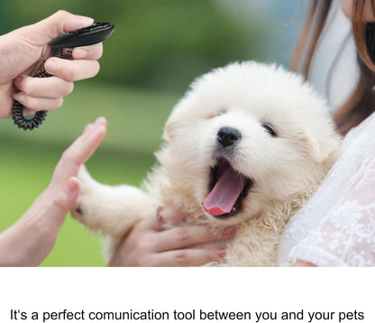 Dog Clicker for Training, 2 Pack Dog Training Clicker, Clicker Dog Training with Wrist Strap, Pet Training Clicker, Perfect for Dog Cat Puppies Behavioral Training (Black and Water Lake Blue)