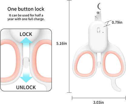 PAKEWAY Pet Nail Clipper with LED & -U-V Light, Cat Claw Trimmer with Ultra Bright LED Light for Nail Bloodline to Avoid Over Cutting, Sharp Angled Blade Grooming Tool for Dog Cat Rabbit Small Animals