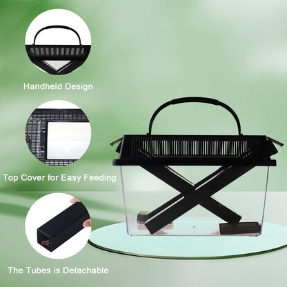 2-Pack Critter Keeper, Large and Middle Sizes, Equipped with Food Tweezers and Brushes, Cricket Pen with Dispenser Tubes, Insect Keepers for Reptiles Bearded Dragon Gecko Lizards