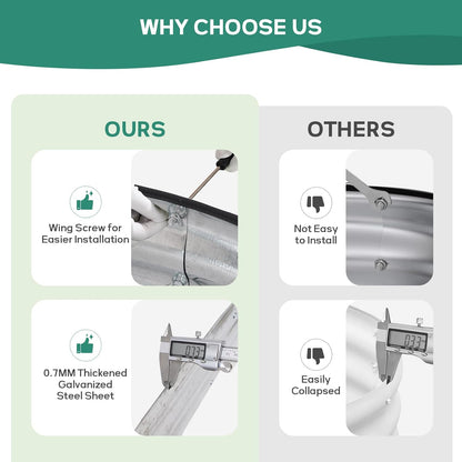 Galvanized Raised Garden Bed - 4×2×1ft (2 Packs) Planter Raised Beds for Gardening | Oval Metal Garden Planter Box with Safety Edging and Gloves for Vegetables Fruits and Flower - Silver