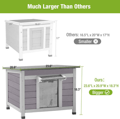 GUTINNEEN Outdoor Cat House Wooden Rabbit Hutch Outside Feral Cat Shelter Bunny Cage Guinea Pig Habitat Weatherproof(AIR12)