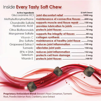 TS Joint Supplement Vet Formulated Pain & Inflammation Relief Treats Hip Dysplasia & Arthritis, Glucosamine, Chondroitin, Turmeric, MSM, HA, Creatine, Omega 3 EPA + DHA. Granules 120 Doses