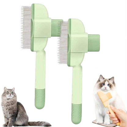 Avatore Zenbrush Cat Comb, 2025 Upgraded Cat Brush with Release Button, Flea Comb for Cats, Click Self Cleaning Pet Hair Removal Combs (Green*2)