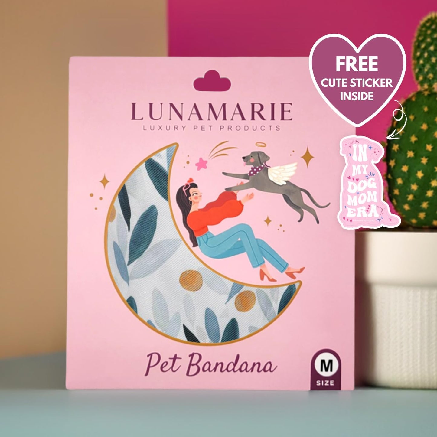 LunaMarie - Luxury Pet Birthday Bandanas -Premium & Silky Poly Fabric | 100% Handmade | Custom Shape Dual Layered (Green/Orange Floral, Large)