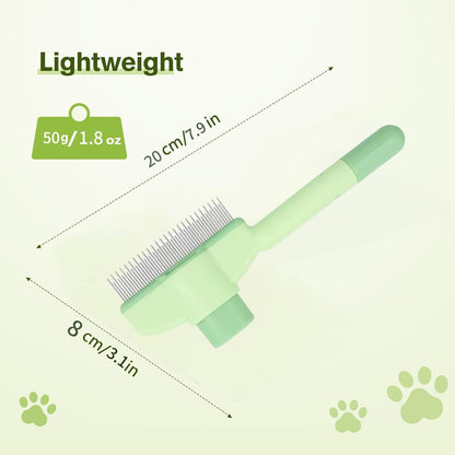 2PCS Self CleaningPetComb Grooming Brush,PetComb for Dogs & Cats, Brush for Cats, Cat dog comb Pet Grooming for Massaging and Cleaning Shedding Hair (Green+Yellow)