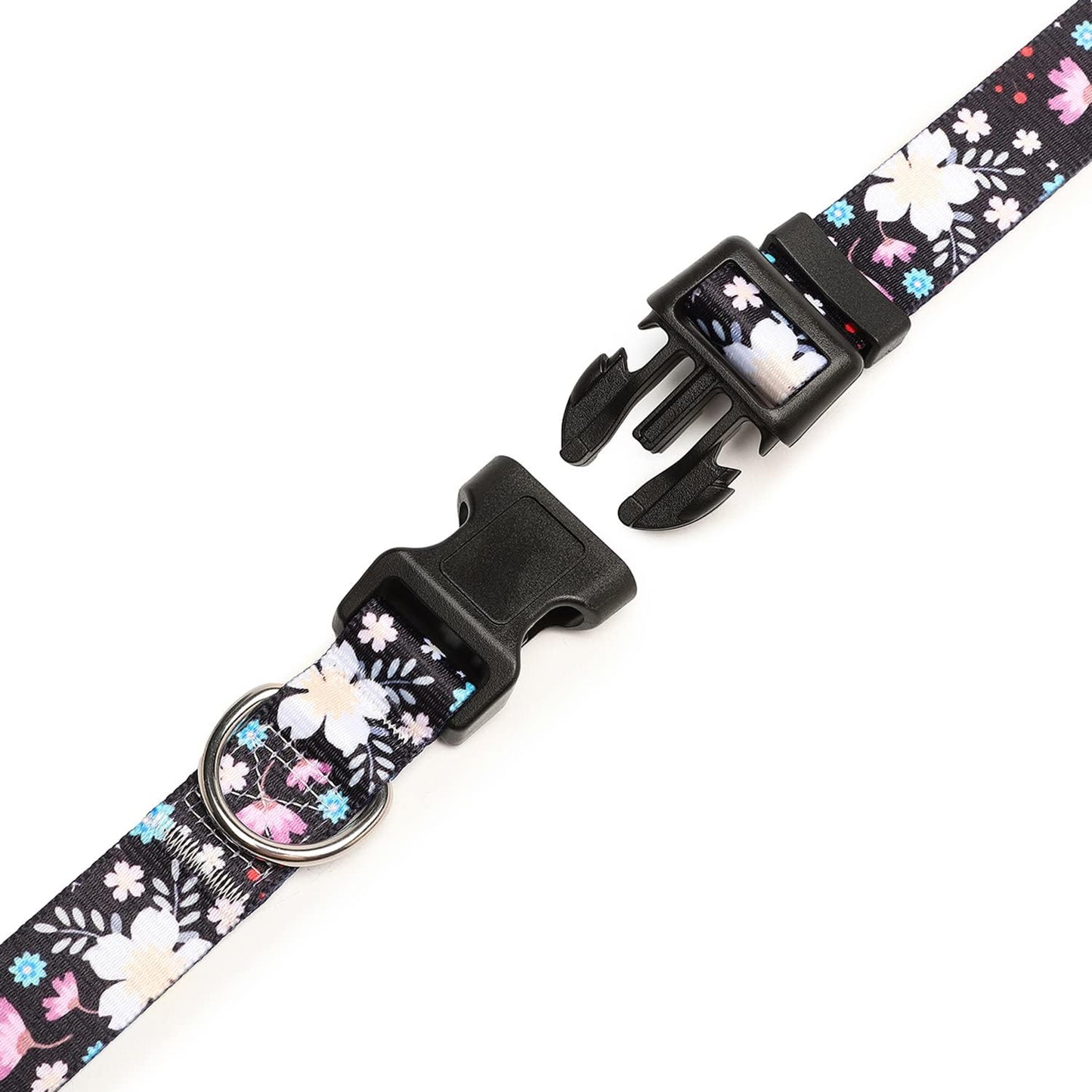 Mercano Adjustable Dog Collar - Special Design Patterns, Soft Nylon Comfortable Durable Pet Collar for Small Medium Large Dogs (L, Floral White)