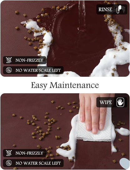 Pet Feeding Mat-Absorbent Dog Mat for Food and Water Bowl-No Stains Quick Dry Water Dispenser Mat-Dog Accessories Pet Supplies-Bowl for Messy Drinkers（RED,23"x34"