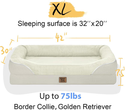 Orthopedic Removable Large Dog Bed -XL Large Dog Beds with Washable Cover and Removable Bolsters Non-Slip Bottom & Waterproof Pet Bed Sofa for Big Size Dogs