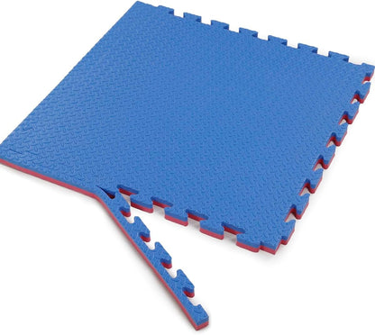 Xspec 1" Extra Thick 48 sq ft Reversible EVA Gym Foam Floor Mat Tiles (24" x 24"), Steel Pattern, 12 pcs, Blue & Red