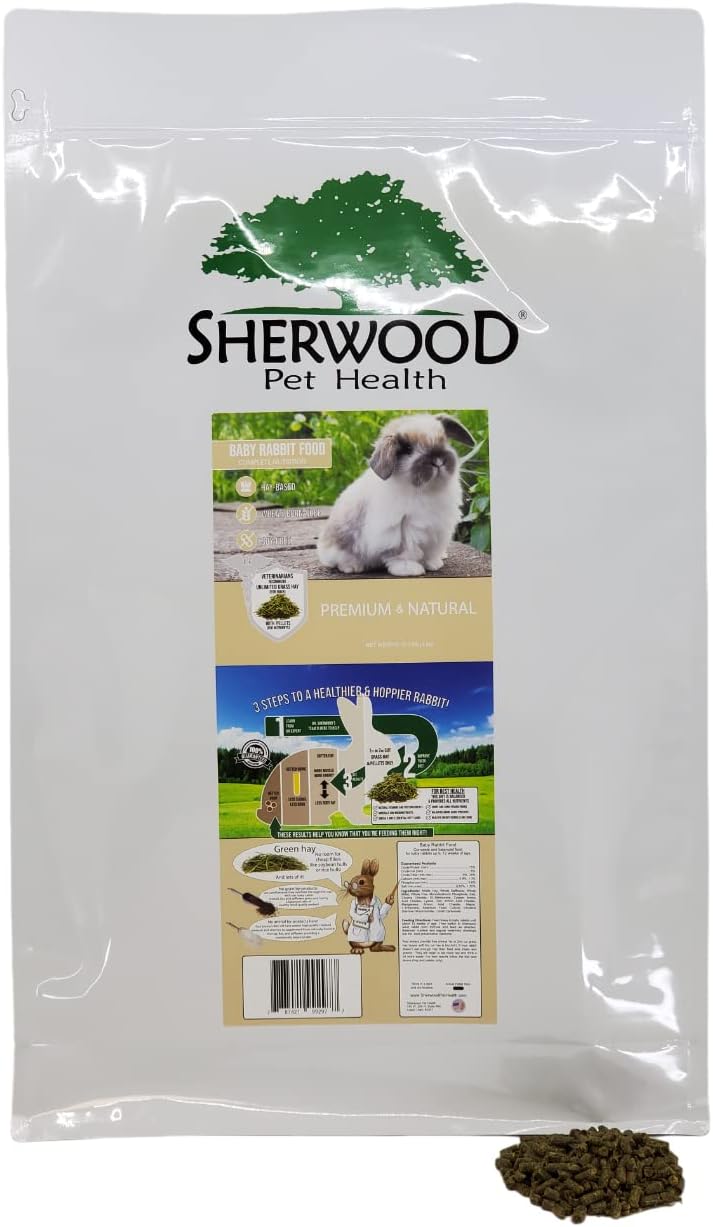 Sherwood Baby Rabbit Food. Hay-Based Pellet. No Wheat, Corn, or Soy for Better Digestion. 20 lbs