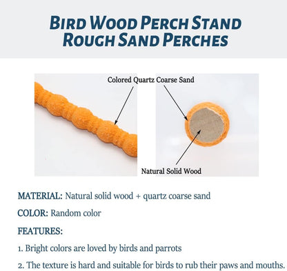Litewoo Bird Perch Paw Beak Grinding Stick Grit Stand for Parrot Budgies Parakeet Cockatiels Conure Finch Random Color（9.84inch/25cm）