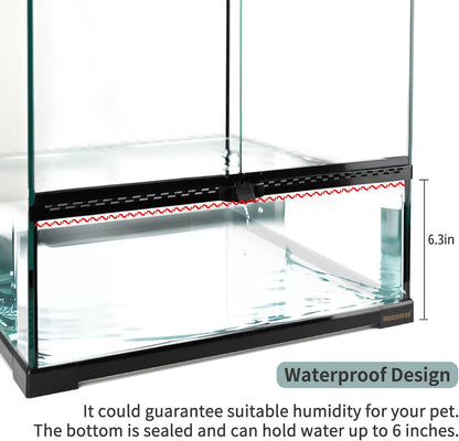 30 Gallon Tall Reptile Glass Tank Terrarium 18"x18"x24" Large Habitat Enclosure for Gecko,Lizard,Chameleon,Frog,Snake,No Install Needed and Come with Tank Background