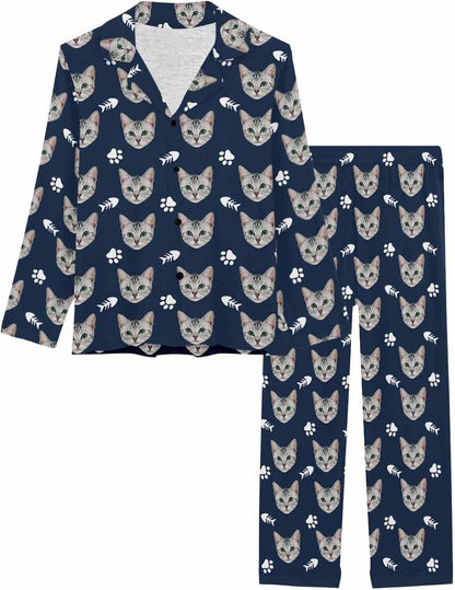 MyPupSocks Custom Face Pajamas for Women Set, Personalized Photo Long Sleepwear XS-XXL