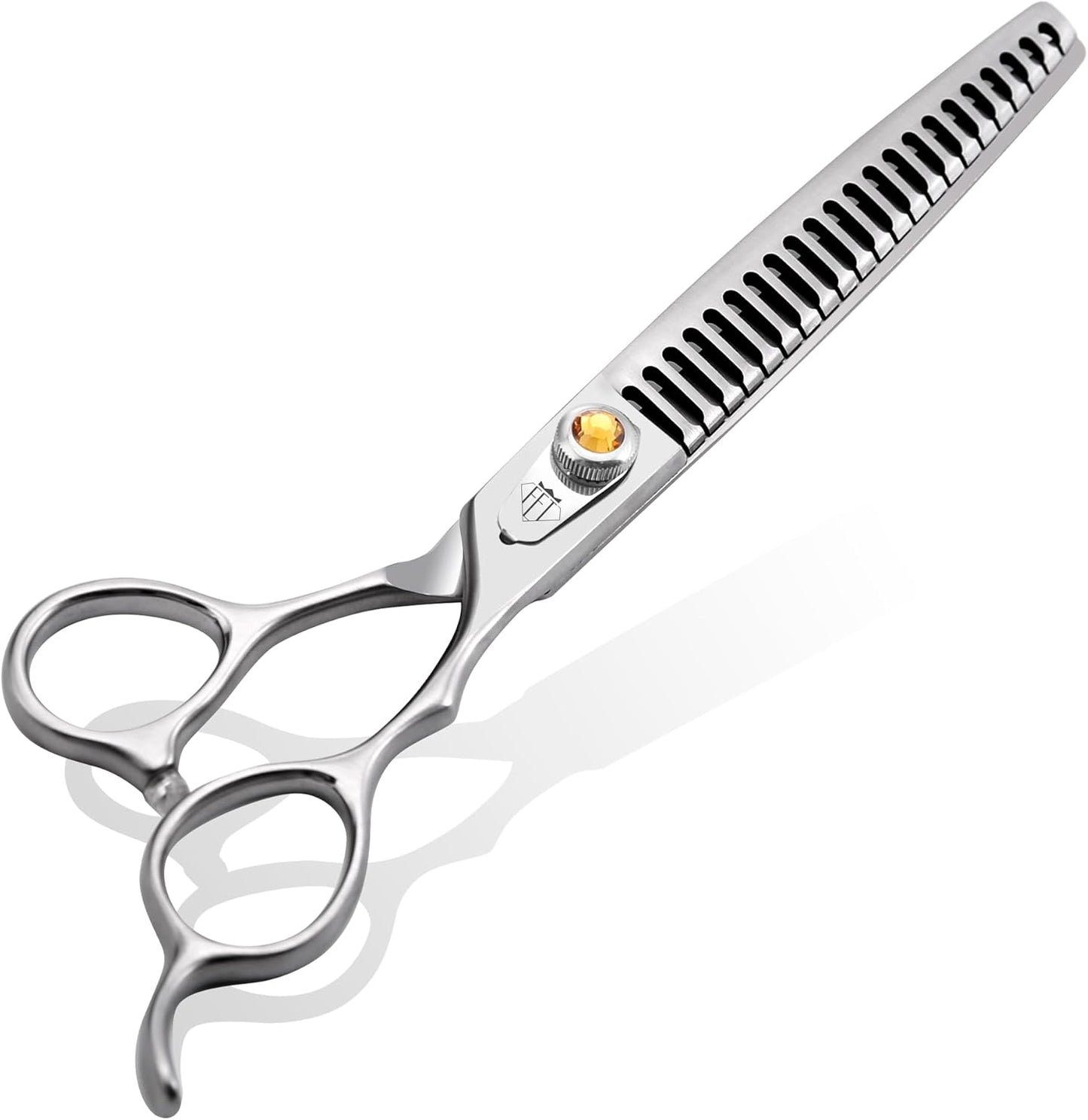 Fenice Professional Dog Grooming Scissors: 7.5 inch Chunker Shears for Dogs Trimming Made Of Japanese 440C Stainless Steel Yellow Diamond