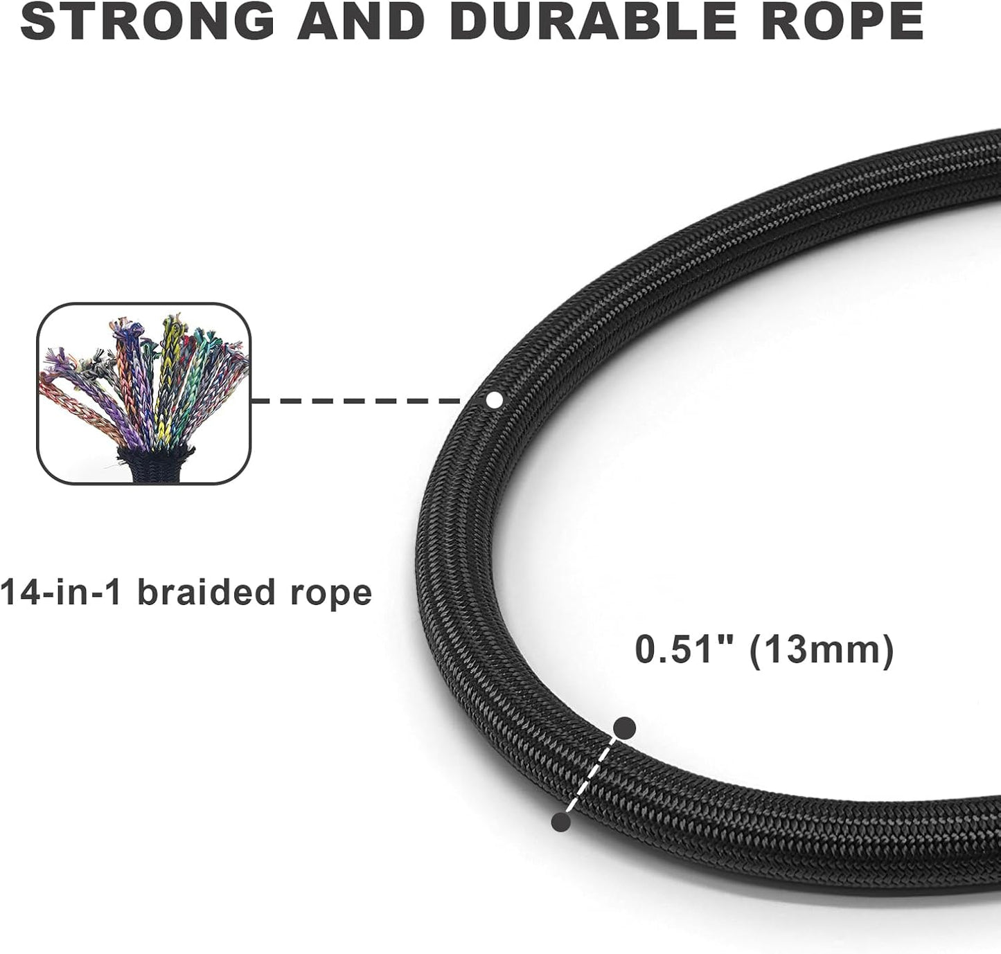 Rope Dog Leash, 6 Foot Heavy Duty Dog Leash with Aviation Aluminum Auto Locking Carabiner, Strong Nylon Pet Lead for Small, Medium, Large Dogs (Black, 6FT)