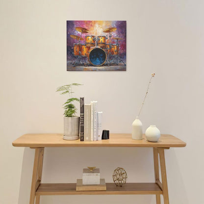 Music Wall Art Graffiti Musical Instruments Canvas Wall Decor Drum Pictures Painting Print Artwork Framed Decorations Gifts for Drummers Music Lover Studio Bar Musician Home Bedroom Living Room 20"x24"