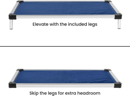 K9 Ballistics Chew Proof Armored Padded Dog Crate Bed, Virtually Indestructible, Legs Included (Blue Quartz, Large (41" L x 27" W x 5" H))