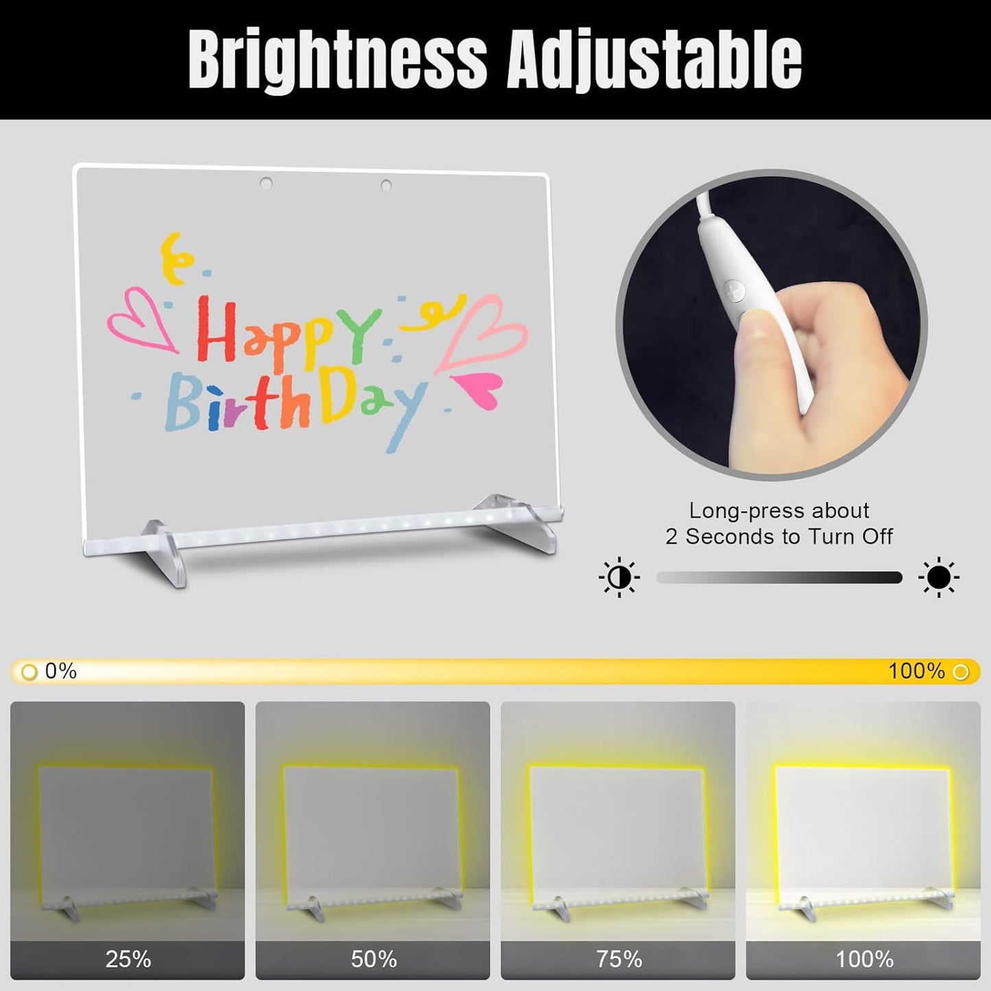 Led Drawing Board for Kids, LED Note Board with Colors,Doodle Glow Drawing Board, 13.7"X10" 6 Modes & 8 Colors, Light Up Drawing Board, Led Writing Board with Battery Pack for Home/Office/Decor