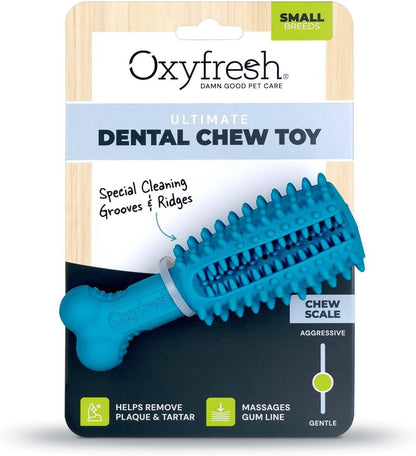 Oxyfresh Dog Dental Chew Toy - Best Durable Rubber Dog Toy & Puppy Teething Toy - Helps Remove Plaque, Cleans Teeth & Freshens Breath Without Brushing (Small)