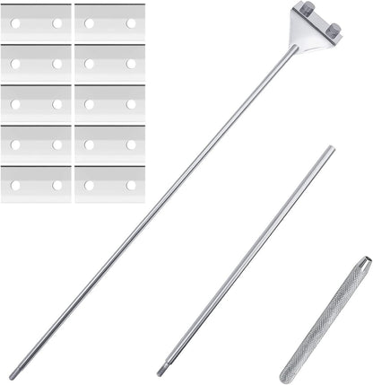 Aquarium Fish Tank Tools Kit Stainless Steel Algae Cleaning Scraper Razor Cleaner with 10 Pcs Blades (26 Inch)