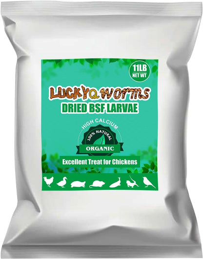 Dried Black Solidier Fly Larvae 11LBS, 85X More Calcium Than Mealworms High-Protein BSF Larvae Chicken Treats Non-GMO BSFL for Chickens, Hens, Ducks, Wild Birds