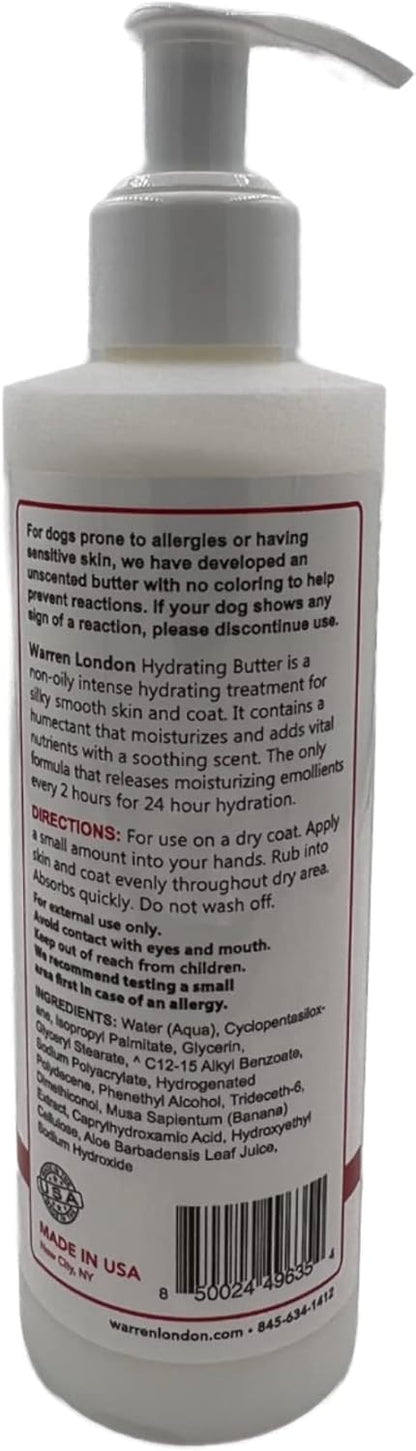 Warren London Hydrating Butter Leave in Pet Conditioner for Dogs | Lotion for Skin and Coat | Aloe Puppy & Dog Conditioner for Hair Detangler, Dry Skin, & Dandruff | Unscented 8oz