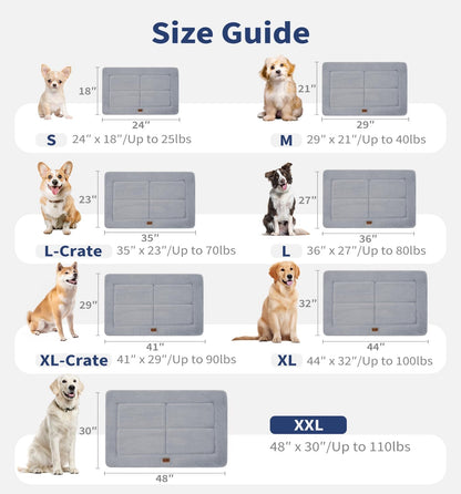 Made4Pets Dog Crate Pad Bed for Small Dogs, Washable & Reversible, Anti-Slip Kennel Mat for Cozy Sleeping, Soft Fluffy Dog Bed for Indoor & Outdoor Use, 24"x18", Gray