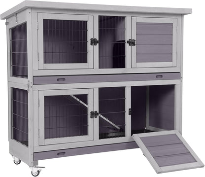 GUTINNEEN Folding Rabbit Hutch Indoor Bunny Cage in No Time Assemble Guinea Pig Cage Rabbit House Movable