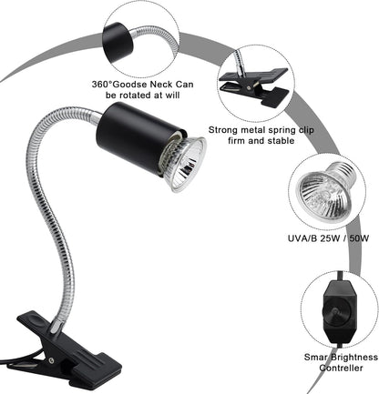 ReptileHeat Lamp The Adjustable Temperature and 360 ° Rotating Hose Crawlers Heating Lights, for Turtles, Lizards, Beard Dragons and Other Amphibious Pets