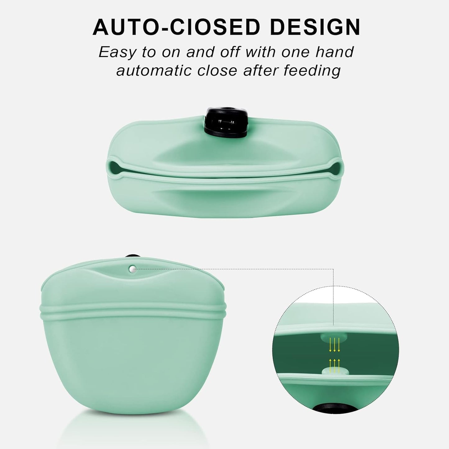 Left&Right Dog Clicker Training Kit,Silicone Dog Training Treat Pouch and Dog Clickers,Dog Treat Bag with Clicker Training for Dogs,Pet Treat Bag with Magnetic Buckle Closing and Waist Clip,Egg Green