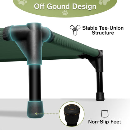 Small Elevated Dog Bed 22 Inch - Puppy Cooling Cot with Removable Washable Breathable Mesh, Raised Dog Cots Beds for Indoor and Outdoor, Green