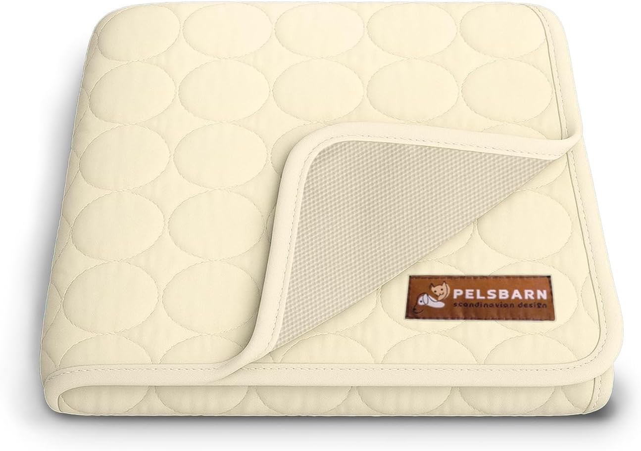 Dog Cooling Mat- Ice Silk Summer Comfort, Self Cooling, Non-Slip Dog Pad, Durable & Washable, Mat for Medium Dogs 50x65 cm, Support Shelter Dogs with Every Purchase (Beige)