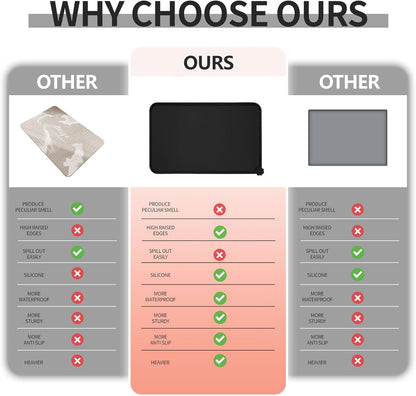 Waterproof Pet Feeding Mat with High Raised Edges, Heavier and Thicker Placemats for Cat Dog Water Bowl with BPA Free, Dogs Cats Food Mats for Messy Drinkers to Prevent Spill and Protect Floors