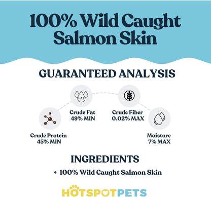 hotspot pets Freeze Dried Salmon Skin Chips for Cats & Dogs - Reasealable 1lb Big Bag Single Ingredient All Natural Omega 3 Benefits, Salmon Chips - Perfect for Training, Topper or Snack