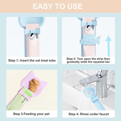 PETPAWLOVELY-2PCS Cat Treat Spoon Squeeze,Cat Strip Feeder Spoon,Multi-Function Dispenser Tool,Easy Feeding Spoon for Licky Treats,Pet Food Spoon for Wet Food(2 Color)