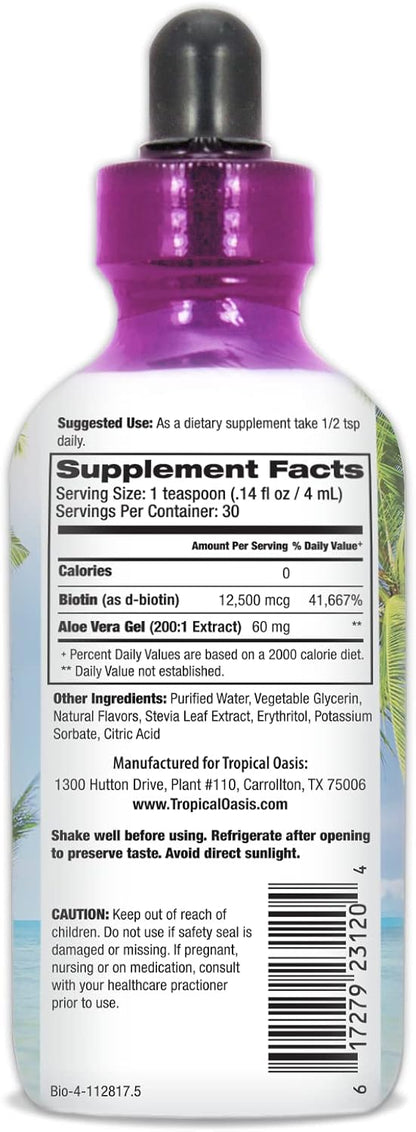 Maximum Strength Liquid Biotin Drops w/ 12,500 MCG – Best Vitamins for Fast Hair Growth, Reduced Hair Loss, Healthy Skin & Strong Nails -5X More Potent Than Pills– Max Absorption, Vegan– 4oz, 30 Serv