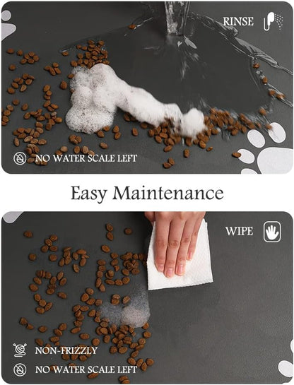 Pet Feeding Mat-Absorbent Dog Mat for Food and Water Bowl-No Stains Quick Dry Water Dispenser Mat-Dog Accessories Pet Supplies-Bowl for Messy Drinkers（Darkgrey,17"x34"