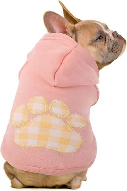SAWMONG Dog Hoodie,Flannel Pet Hooded Sweater with Hat Puppy Pullover Sweater Shirt,Dog (Pink,M)