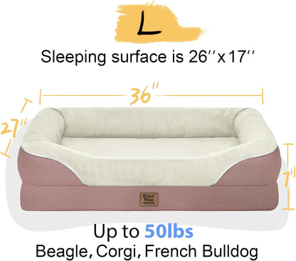 Orthopedic Foam Large Dog Bed XLarge Dog Beds with Removable Washable Cover Pet Bed with Bolster Waterproof Cover Extra Large Dogs Beds Big Size Pet