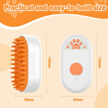 Cat Steam Brush for Shedding,3 in1 Cats Water Spary Comb,Rechargeable Steamy Cat Brush,Spritz Defur Comb for Cats,Silicone Pets Steamer Brushes for Massage,Grooming,Removing Loose Hair Yellowish&White