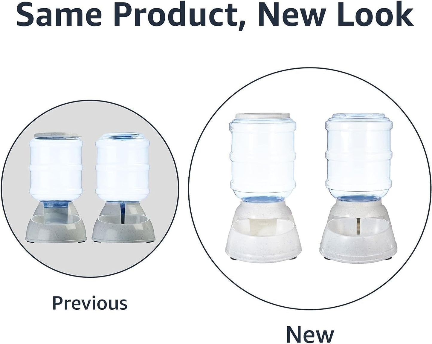 Amazon Basics Automatic Dog Cat Water Dispenser Gravity Feeder Set, Pack of 2, Small, 6-Pound Food Capacity, 1-Gallon, Gray