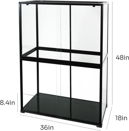 REPTIZOO 135 Gallon Glass Reptile Terrarium Tank, 36" x 18" x 48" Wide & Tall Reptile Terrarium, Chameleon Cage with Sliding Front Door Top Screen Ventilation, Easy Assembly