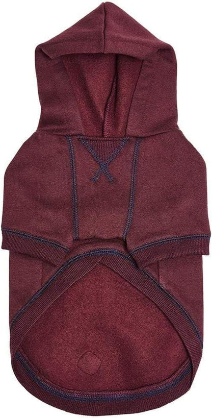 Blueberry Pet Dog Hoodie – 14″ Soft Cotton‑Blend Sweater for Small Dogs, Burgundy Red, Award‑Winning Frenchie Apparel