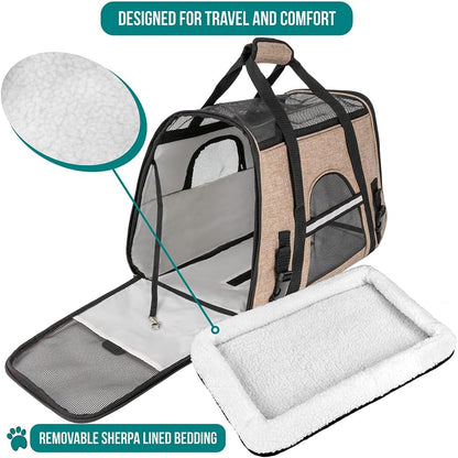 PetAmi Airline Approved Pet Carrier for Cat, Soft Sided Dog Carrier for Small Dog, Cat Travel Supply Accessories Indoor Cat, Ventilated Carrying Bag Medium Large Kitten Puppy, Small Heather Taupe