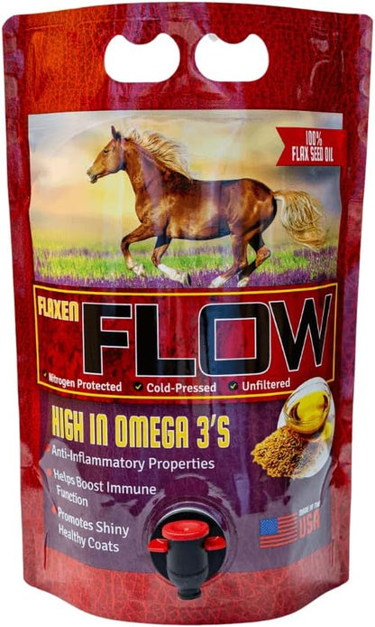 Flaxen Flow 3 L, 100% Flax Seed Oil for Horses, Rich in Omega-3 and Omega-6 Fatty Acids